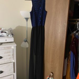 Blue and black long dress